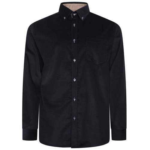 KAM Long Sleeve Fine Cotton Corduroy Shirt Navy
